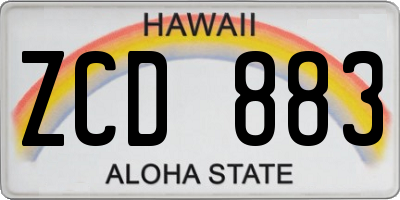 HI license plate ZCD883