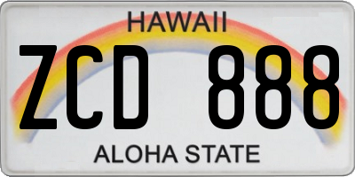 HI license plate ZCD888
