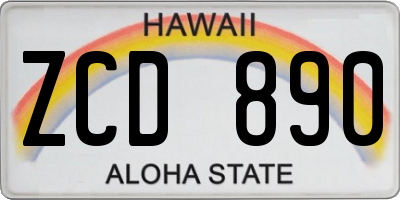 HI license plate ZCD890