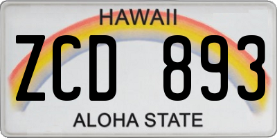 HI license plate ZCD893