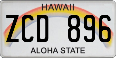 HI license plate ZCD896