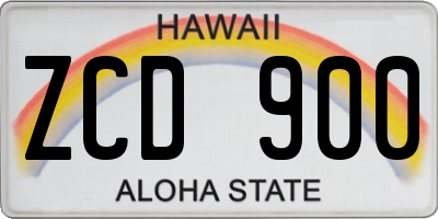 HI license plate ZCD900