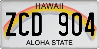 HI license plate ZCD904