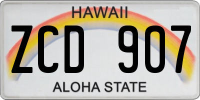 HI license plate ZCD907