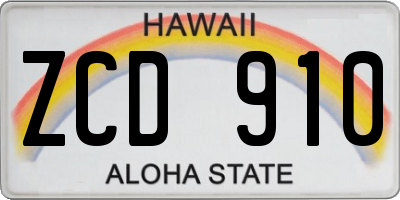 HI license plate ZCD910