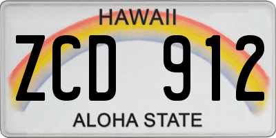 HI license plate ZCD912