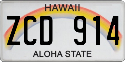 HI license plate ZCD914