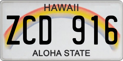 HI license plate ZCD916