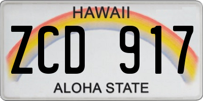 HI license plate ZCD917