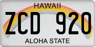 HI license plate ZCD920