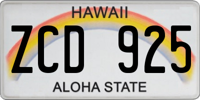 HI license plate ZCD925
