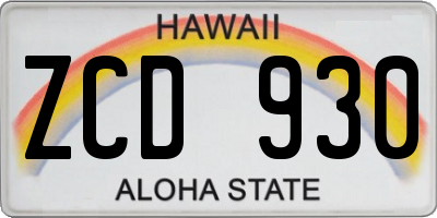 HI license plate ZCD930