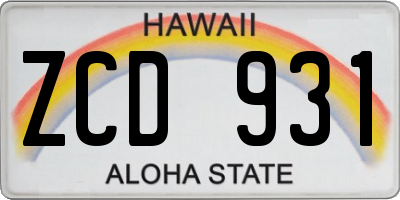 HI license plate ZCD931