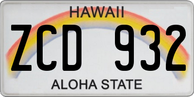 HI license plate ZCD932
