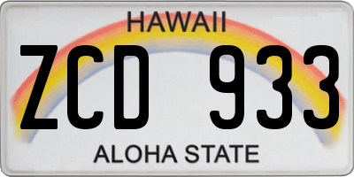 HI license plate ZCD933