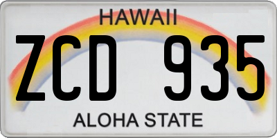 HI license plate ZCD935