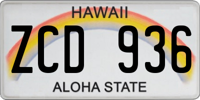 HI license plate ZCD936