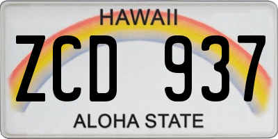 HI license plate ZCD937