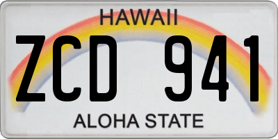 HI license plate ZCD941
