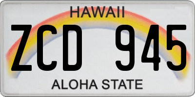 HI license plate ZCD945