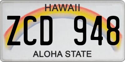 HI license plate ZCD948