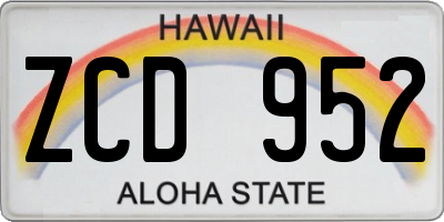 HI license plate ZCD952
