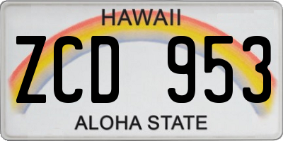 HI license plate ZCD953