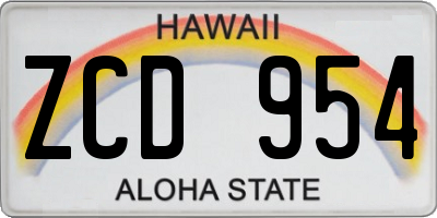 HI license plate ZCD954