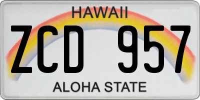 HI license plate ZCD957