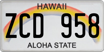 HI license plate ZCD958