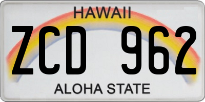 HI license plate ZCD962