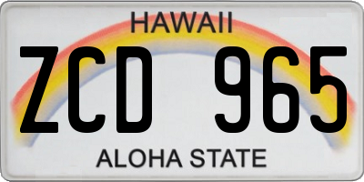 HI license plate ZCD965