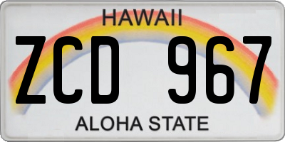 HI license plate ZCD967
