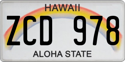 HI license plate ZCD978