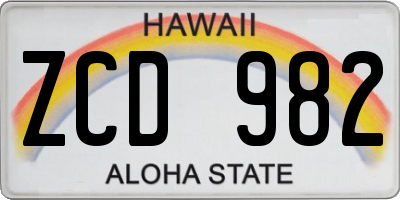 HI license plate ZCD982