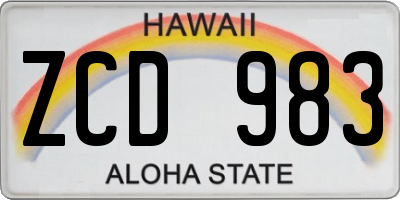 HI license plate ZCD983