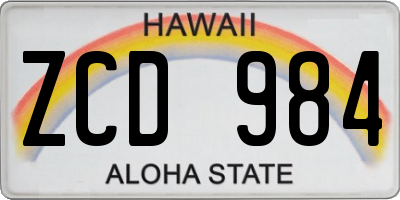 HI license plate ZCD984