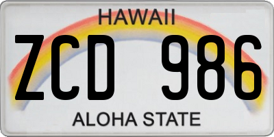 HI license plate ZCD986