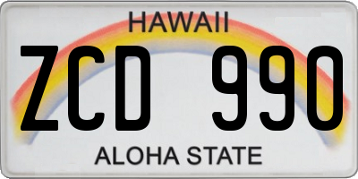 HI license plate ZCD990