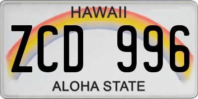 HI license plate ZCD996