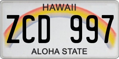 HI license plate ZCD997