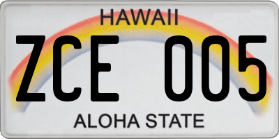 HI license plate ZCE005