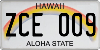 HI license plate ZCE009