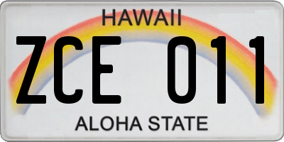 HI license plate ZCE011