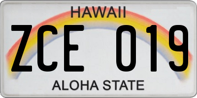 HI license plate ZCE019