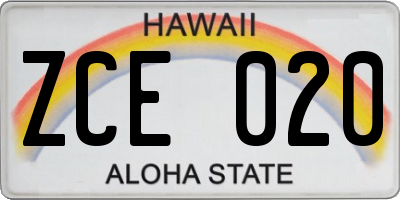 HI license plate ZCE020