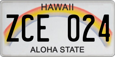 HI license plate ZCE024