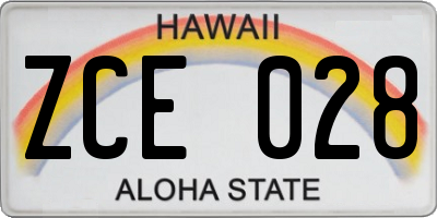 HI license plate ZCE028