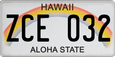 HI license plate ZCE032