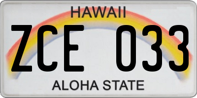 HI license plate ZCE033